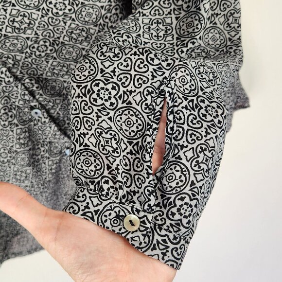Ahlens Sweden Patterned Lightweight Button Front Blouse sz EU 38 US 8 - Picture 6 of 11